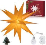 YPGFDZYDHH 23" Moravian Star Outdoor Light, 3D Christmas Moravian Star Tree Topper Light with Timer Function, Yellow Moravian Star Light Used to Decorate Christmas Trees, Balconies, Courtyards, Porch