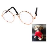 TopE Pet Glasses,Stock Show Funny Cute Dog Cat Retro Fashion Sunglasses Glasses Transparent Eye-wear Protection Puppy Cat,Pet Photos Props for Small/Medium Pet (Gold+White, Small)