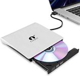 CEZO External USB 3.0 Portable Slim CD/DVD-ROM +-R-R-RW Burner Writer for Laptop Desktop Notebook Windows and Mac OS (White)