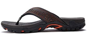 ChayChax Men’s Flip Flops Arch Support Sport Thong Sandals Non Slip Outdoor Beach Walking Slippers,Brown,9.5 UK