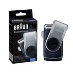 Braun PocketGo Mobile Shave Electric Travel Shaver, for On The Go, Fully Washable, M90, Black/Silver