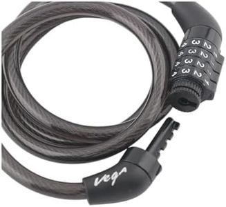 Vega Numeric Cable Lock 4-Digit Combination Cycle Locks for Bicycle Helmet Lock for Mens Bike Multipurpose Locking-Black