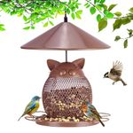 ZCCQ Bird Feeder with Metal Mesh for Outdoor Hanging, Squirrel Proof Wild Bird Feeders, 3.9LB Metal Wild Bird Seed Feeders for Bluebird, Cardinal, Finch, Sparrow, Blue Jay,Weather-Resistant,Brown