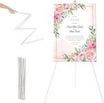 Easel Stand for Wedding Sign & Poster 63'' Tripod Collapsible Portable Artist Floor Easels for Display Show - Easy Folding Telescoping Adjustable Art Poster (White)