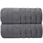 Casabella Deluxe 2 Piece Jumbo Bath sheet 90x180 cm 100% Cotton Extra Large Bath Towels Highly Absorbent Grey Bath sheets Towels