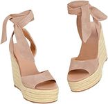 Liyuandian Womens Platform Espadrille Wedges Open Toe High Heel Sandals with Ankle Strap Buckle Up Shoes