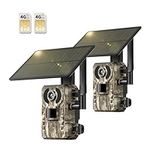 SEHMUA 4G LTE Cellular Trail Cameras 2 Pack, 3rd Gen Solar Game Camera with Live-Streaming and Night Vision, 0.2s Trigger Time & Remote Phone Access, Motion Activated Trail Camera with SIM Card, IP66