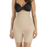 Flexees Women's Maidenform Firm Foundations Hi-Waist Thigh Slimmer, Latte Lift, Medium