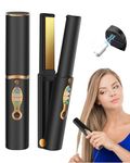 ISIX 2 in 1 Cordless Hair Straightener & Curler - Portable Mini Pure Titanium Hair Straightener - Dual Voltage - Heats up in Seconds - 3 Adjustable Temperatures for Fine, Straight & Fine Hair, Travel