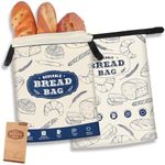 Bread Bags, 2 Packs Reusable Bread Bags Zipper Bread Bags for Homemade Bread Sourdough Bread Bags Bread Storage Bag Fresh Keeping Large Bread Bags (16.5" X12.5")