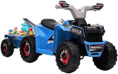 Aosom 6V Kids ATV Quad, Battery Powered Electric Vehicle for Kids with Back Trailer, Wear-Resistant Wheels, for Boys and Girls - Blue