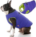 Gooby Padded Vest Dog Jacket - Solid Purple, X-Large - Warm Zip Up Dog Vest Fleece Jacket with Dual D Ring Leash - Water Resistant Small Dog Sweater - Dog Clothes for Small Dogs and Medium Dogs