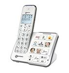 Geemarc Amplidect 295 Photo - Loud Cordless Telephone with Answering Machine and Large Customisable Photo Memories for Seniors - Low to Medium Hearing Loss - Hearing Aid Compatible - UK Version