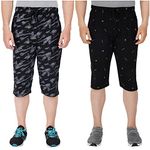 FEEL TRACK Men's Regular Fit Three Fourth Capri (Pack of 2) (GG_3/4_303_Black_P6_Black-XL)