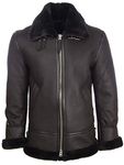 Aviatrix Men's Real Leather Shearling Classic Aviator Pilot Jacket (JEE2), Black/Black, 2XL / Chest=47