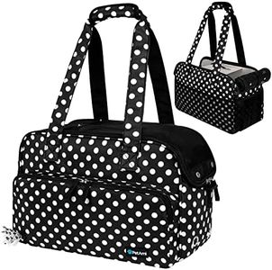 PetAmi Small Dog Purse Carrier, Soft-Sided Pet Carrier Bag Pockets, Portable Medium Dog Puppy Large Cat Travel Handbag Tote, Airline Approved Breathable Mesh Poop Dispenser Sherpa Bed, Polka Dot Black
