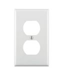 Leviton 80703-W 1-Gang Duplex Device Receptacle Wallplate, Standard Size, Thermoplastic Nylon, Device Mount, White, 1 Pack