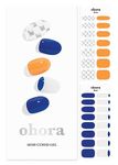 ohora Semi Cured Gel Nail Strips (N Orange Soda) - Blue, Patterned, 30 Pcs for 2 Nail Cycles, UV Lamp Compatible, Salon-Quality, Long-Lasting & Easy to Apply, Includes 2 Prep Pads, Nail File & Stick