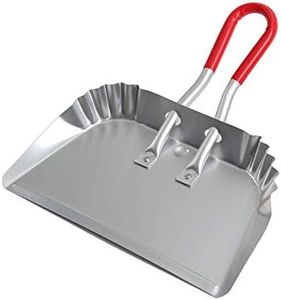 TOP DOG Metal Dustpan 17”, Aluminum Dust Pans Heavy Duty Does not Chip or Bend Sheet Metal Edge Flat Against Floor for Small Item Sweeping Rubber Coated Easy to Grasp Handle (1pc)