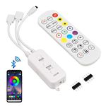 Led Light Remote Replacement with Controller, Bluetooth RGB LED Controller Set with APP/Music Sync Compatible with 5V/12V/24V 10mm RGB LED Lights Strip