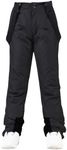 RIUIYELE Women's Detachable Ski Bib Pants Outdoor Windproof Waterproof Snow Pants Insulated Warm Pants Black L