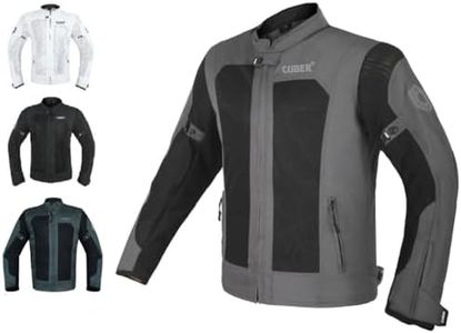 Cuber Mens Motorcycle Jacket With Armor Mesh Cordura 600D Adventure Motorcycle Jackets Mens Breathable Riding Jackets For Motorcycles Men Textile Reflective Protective Jacket For Men Motorbike Gear, Grey, Small