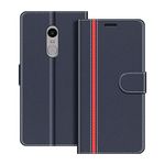 COODIO Phone Case For Xiaomi Redmi Note 4, Magnetic Flip Leather Case For Xiaomi Redmi Note 4 Wallet Case, Dark Blue/Red