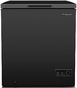 Frigidaire EFRF5003-BLACK Chest Deep Freezer-GARAGE-READY, 5.0 Capacity, Black-Adjustable Thermostat-Removable Vinyl Coated Wire Basket-Easy Defrost Drain, 5 cu ft