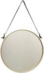 Creative Co-Op Round Metal & MDF Hanging Wall Buckle Strap, Brushed Brass Finish Mirror