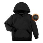 BIG ELEPHANT Boys Hooded Sweatshirt Fleece Pullover Hoodies Long Sleeve Warm Hoodie Sweatshirts with Pocket for Kids Black