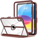 MoKo Case for iPad 10th Generation Case with Pencil Holder, iPad Case 10th Generation 2022 10.9", Built-in Screen Protector Clear Back, Multi Angle Viewing Stand, Auto Wake/Sleep, Brown