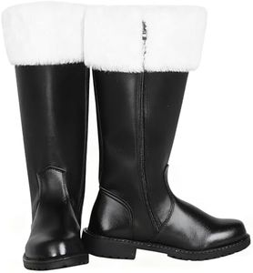 dgdgbaby Christmas Santa Boots, Men's Wide Calf Santa Combat Boots with White Fur for Halloween Christmas Costume