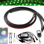 Kingshowstar Flexible Underglow Lighting Kit, 4PCS Exterior Underbody LED Light Strips with APP & Remote Control for Cars Trucks Accessories