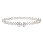 CHIC DIARY Women Pearl Waist Belt Elastic White Pearl Bridal Belt with Rhinestone Bow Waistband for Wedding Dress（style10）