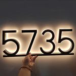 Custom LED House Number, Modern Residential Number Light Outdoor Waterproof Home Hotel Door Plates Metal Illuminated Letter Sign Address Plaque (20cm 8inch, 3 Numbers, Cool White Light)