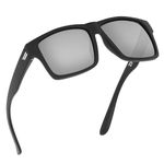 TOROE Classic RANGE TR90 Frame Polarized Unbreakable Sunglasses with Hydrophobic Coated Polycarbonate AR Lenses, Matte Black Frame | Silver (Cat3), One Size