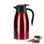 2 Litre Thermal Coffee Carafe Jugs, Vacuum Jug Stainless Steel Double-Wall Vacuum Insulated Coffee Pot Coffee Plunger, Juice/Milk/Tea Insulation Pot (Red)