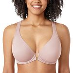 Delimira Women's Front Fastening Bras Seamless Unlined Racer Back Plus Size Underwired Plunge Bra Rose Smoked 40G