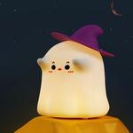 Ghostess Night Light, Squishy Cute Dimmable Silicone Light Up Nursery Nightlight, USB Rechargeable Cute Bedroom Halloween Decor Bedside Touch Night Lamp for Babies Kids Girls (Ghostess)