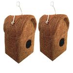 LIVEONCE Pure Nest Bird House Purely Handmade, Type -Coir, Color -Brown, Size,Set of 2 (Small)