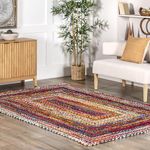 nuLOOM Tammara Bohemian Hand Braided Area Rug, 6' Square, Multi