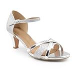 Fashion Thirsty Heelberry Womens Ladies Low Heel Wedding Bridal Silver Sandals Party Strappy Shoes Open Toe