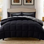 Decroom Lightweight King Comforter Set with 2 Pillow Sham - 3 Pieces Set - Quilted Down Alternative Comforter/Duvet Insert for All Season - Black/Grey - King Size