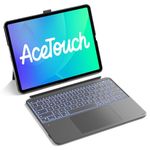 Inateck Keyboard Case for iPad Air 13 inch M4 2026/M3/M2, UK Layout Ultralight Backlit Keyboard for iPad Pro 12.9 inch 6/5/4/3 Gen, Large Multi-Touch Trackpad, Detachable, with Pencil Holder, Grey