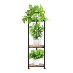 JC-Houser 3 Tier Tall Plant Stands Indoor, 34 Inch Metal Wood Corner Plant Stand for Indoor Plants, Round Flower Pot Holder Shelf Display Rack for Balcony Garden Patio Living Room(Black)