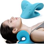 QP360 Neck and Shoulder Relaxer for Tmj Pain Relief and Cervical Traction Device for Spine Alignment | Neck Stretcher Chiropractic Pillow for Neck Pain Relief (Blue)