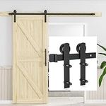 Acicihenn 10 FT Sliding Barn Door Hardware Kit Fit 59" Single Barn Door, 330 lbs Heavy Duty Black Steel Barn Door, Smoothly Quietly Single Door Track Roller Kit for Kitchen, Bedroom, Barns, Garages