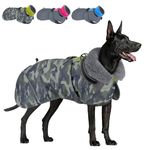 SlowTon Dog Winter Jacket for Large Dogs - Waterproof Warm Dog Coat Snowsuit with Thick Fleece & Turtleneck, Reflective Adjustable Dog Cold Weather Coats Raincoat for Medium Large Breed (Green, XL)