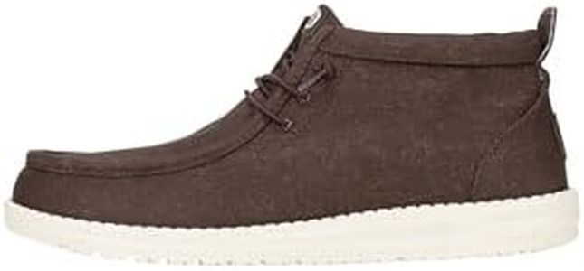 HEYDUDE Wally Mid Stretch Canvas Mole Brown Size 13, Men's Boots, Pull on Boots, Comfortable & Light-Weight