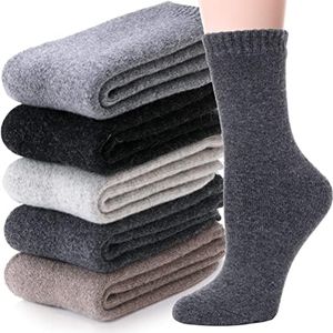 MOGGEI Womens Merino Wool Socks for Hiking Winter Warm Thick Thermal Crew Cozy Cabin Ladies Gift Comfy Boot Work Socks 5 Pairs(Assorted(5 Pairs))